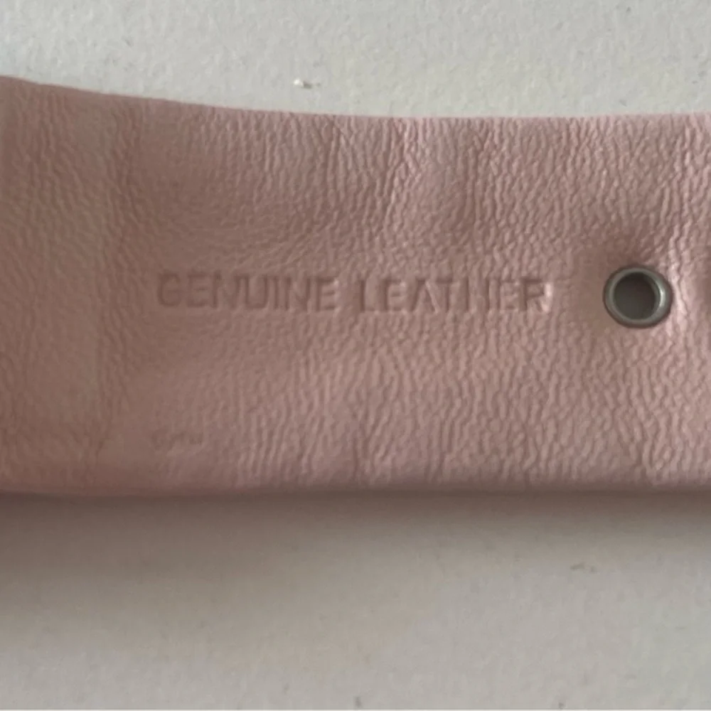 Ann Klein Silver Metal Pink Pastel Leather Quartz Ladies Watch EUC
